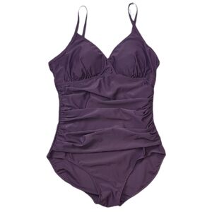 Bikini Bay Purple Ruched Tummy Control One Piece Swimsuit Womens Size 16